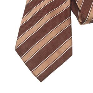 Sean John Silk Tie Men’s 61.5” Brown Herringbone Ribbon Stripe 90s Classic New